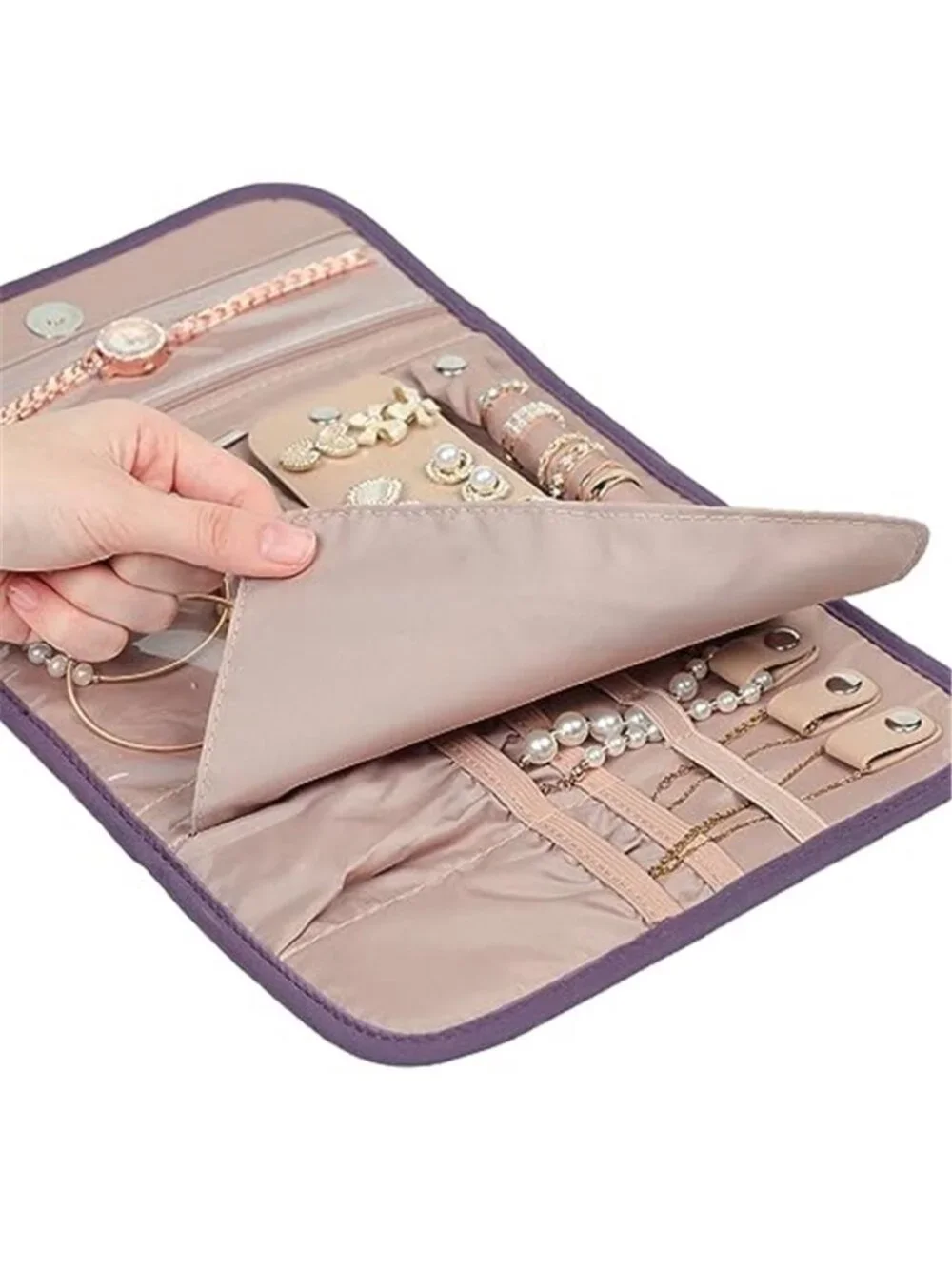Travel Jewelry Organizer Case Necklace Ring Earring Storage Roll Pouch Bag